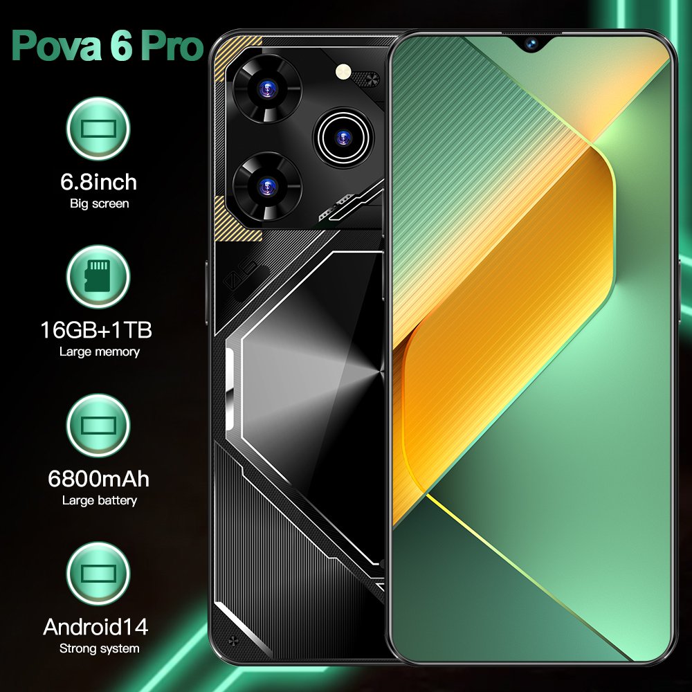 HX2024New style 2+16gb 3g Cheap New Unlocked Pova 6 Pro Clone Cell Mobile Phone Private White Label Smartphone